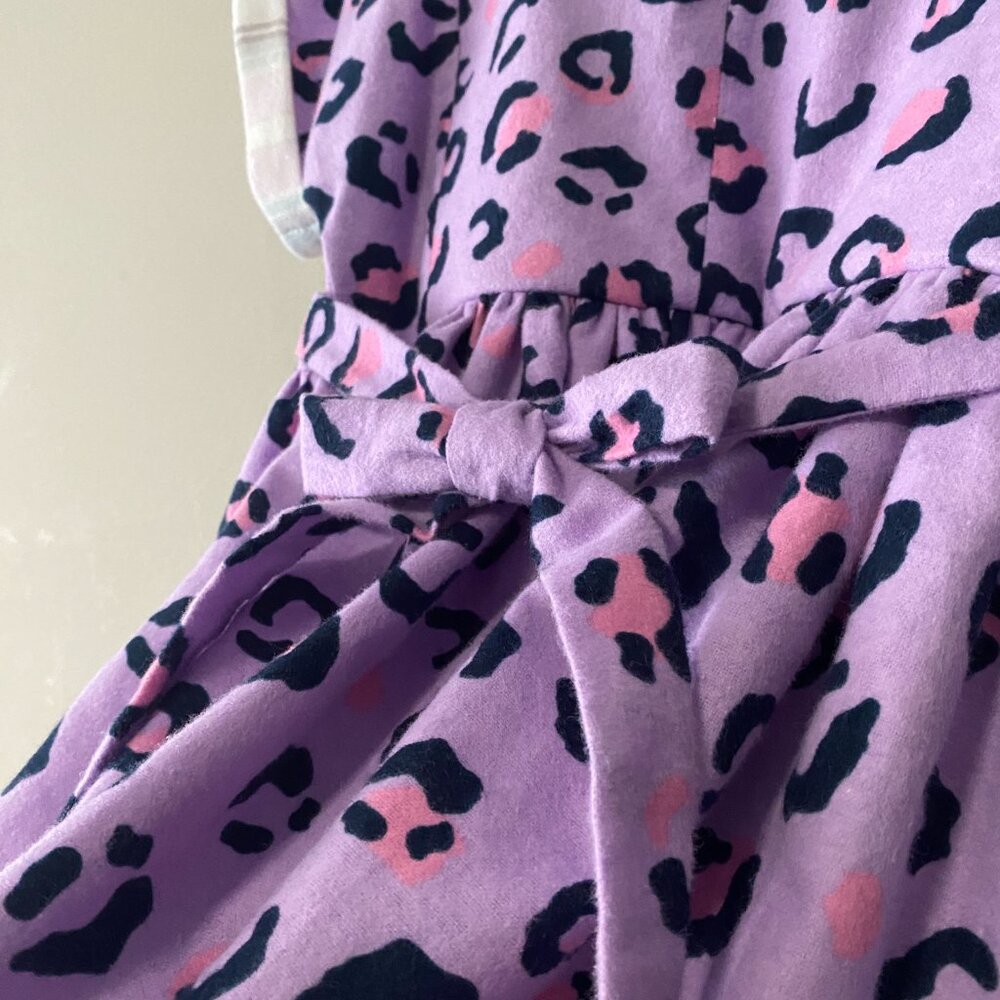 Handmade Children's 100% Cotton Flannelette Purple Pink Leopard Plaid Dress - Picture 11 of 14
